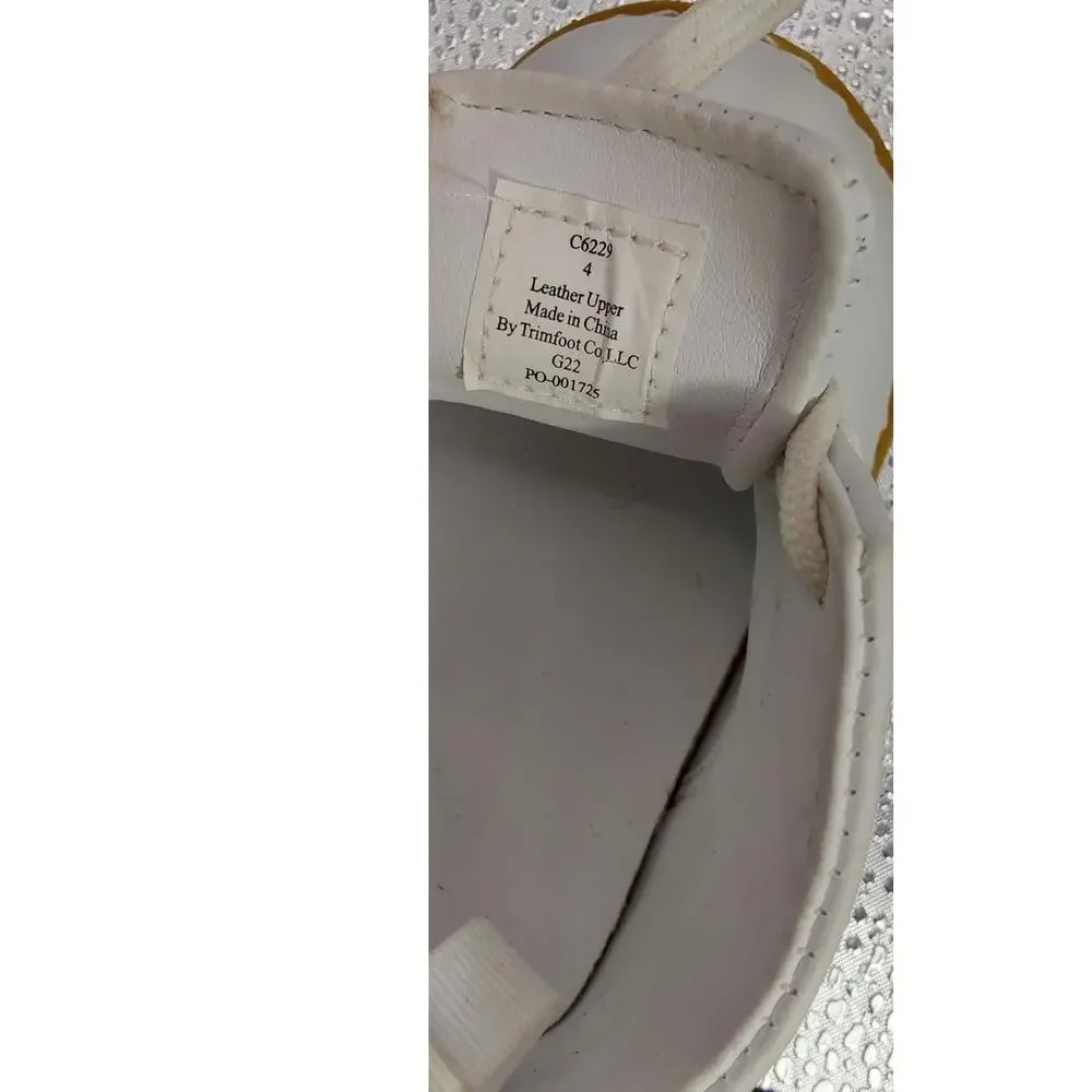 Trimfoot Baby Walking Ankle White Leather Shoes Rounded Toe Lace-up Size 4 New